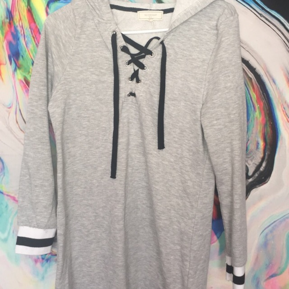 No comment grey hooded dress